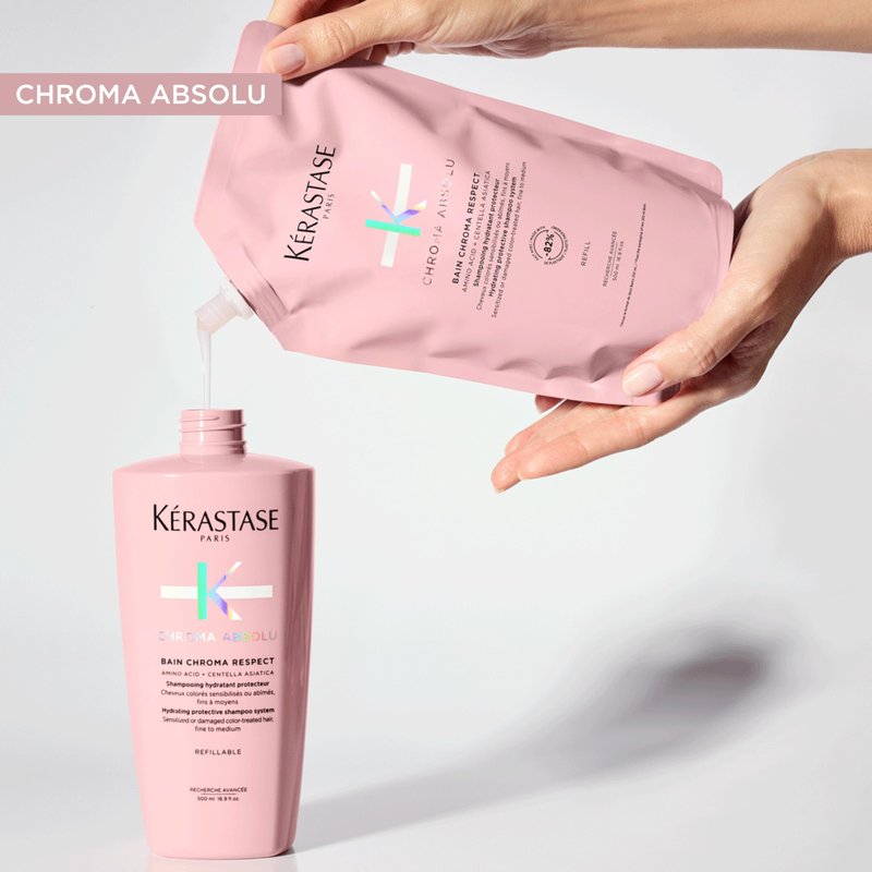 Kerastase Chroma Absolute Chroma Respect Shampoo For Sensitized or Damaged Color-Treated Hair - Protects and Hydrates Fine To Medium Hair with Glycerin and Hyaluronic Acid, 16.9 Fl Oz