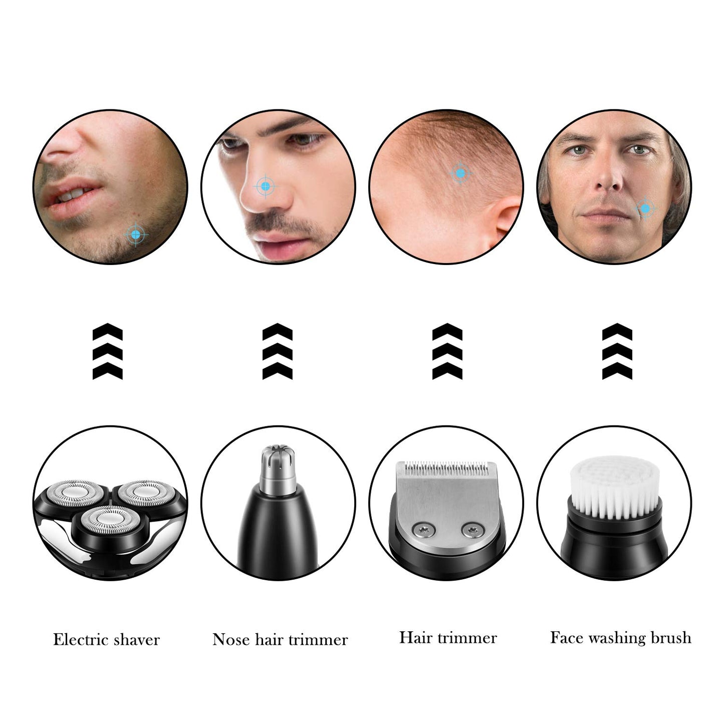 SURKER Electric Shaver - Cordless 3-in-1 Beard Trimmer & Nose Hair Groomer | Waterproof USB Rechargeable