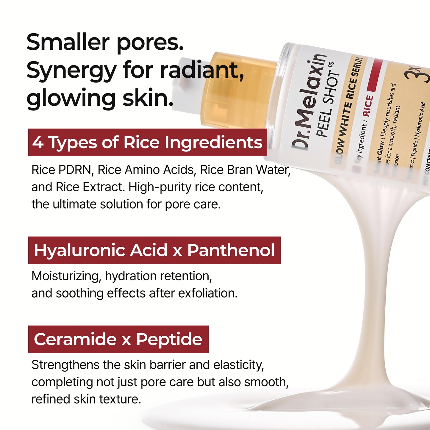Dr.Melaxin Peel Shot Glow Rice PDRN Serum 30ml Facial Skin Care Smooth Texture For Pore Care Korean Skin Care