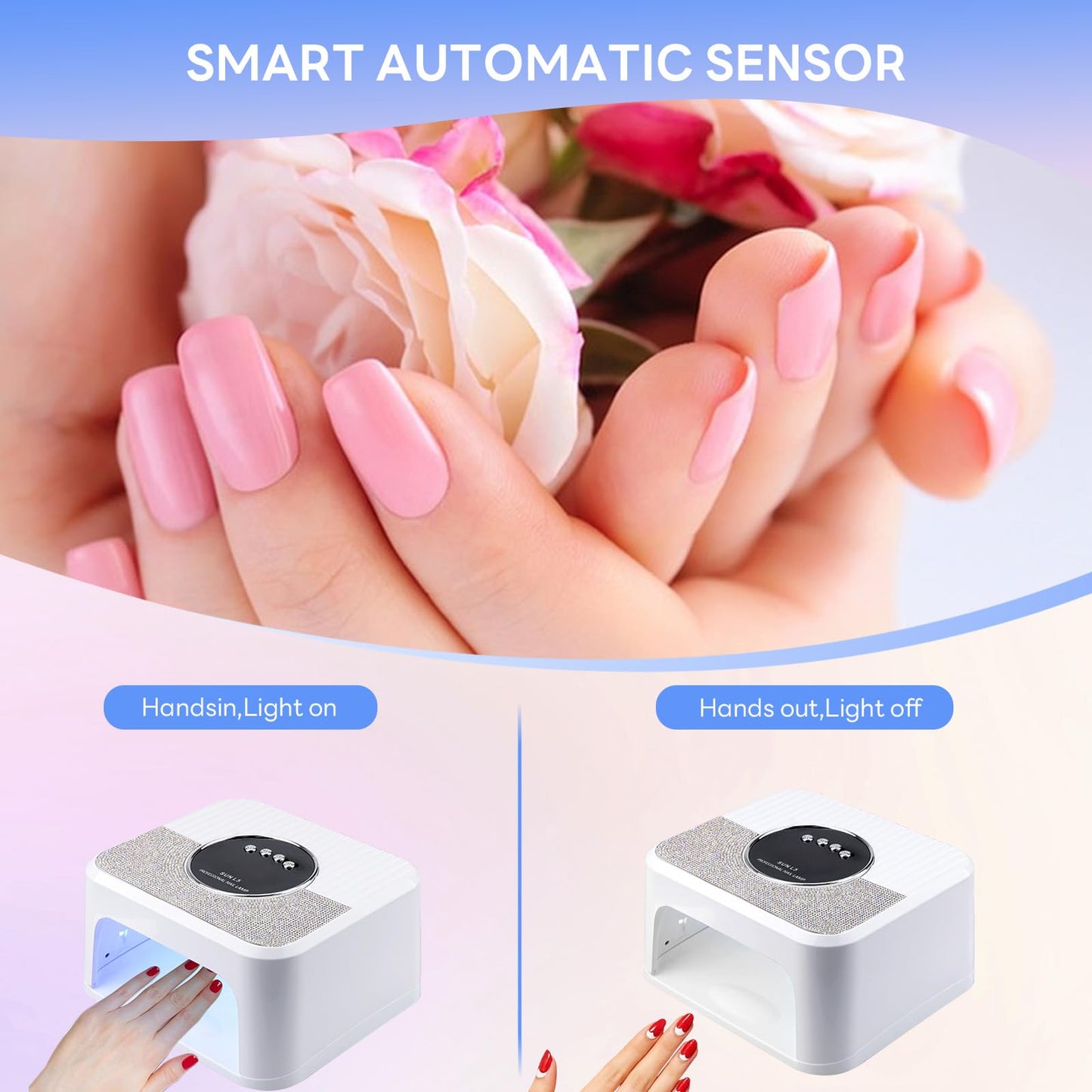 HeerMua 288W UV Light for Nails, UV Nail Lamp for Gel Nails, Diamond LED Nail Dryer for Gel Polish,Professional UV LED Nail Lamp, Fast Nail Curing Lamp 4 Time Setting & Auto Sensor for Salon & Home