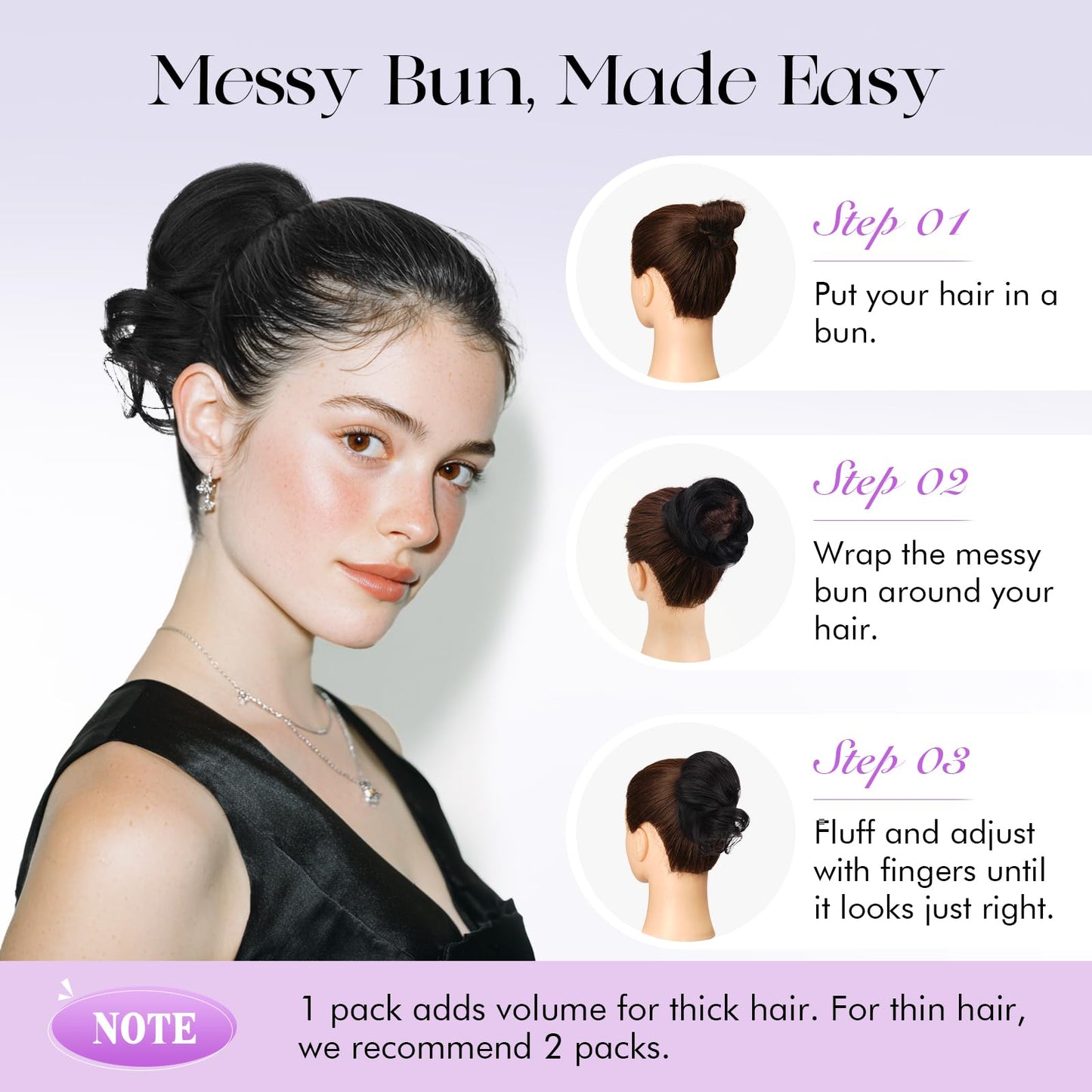 SOFEIYAN Human Hair Bun 100% Real Human Hair 16g Messy Bun Natural Tousled Stretchy Fluffy Donut Updo Elegant Chignon with Elastic Rubber Band Fake Bun Hair Piece for Women - Brown Mixed Light Blonde