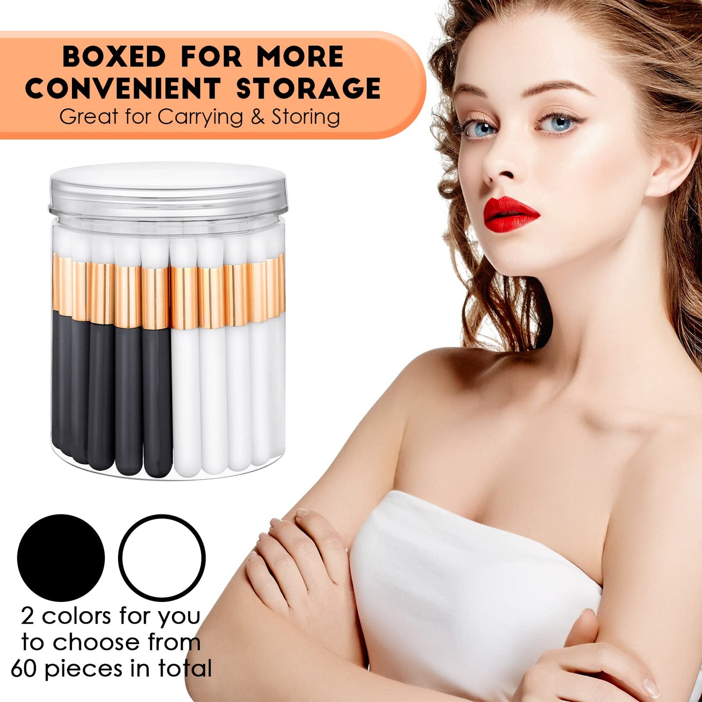 Funtery 60 Pieces Lash Cleaning Brush Shampoo Brushes with Container Cleansing Lash Extension Supplies Cleanser for Extensions Nose Pore Cleaning Brush Peel off Blackhead(Black, White)
