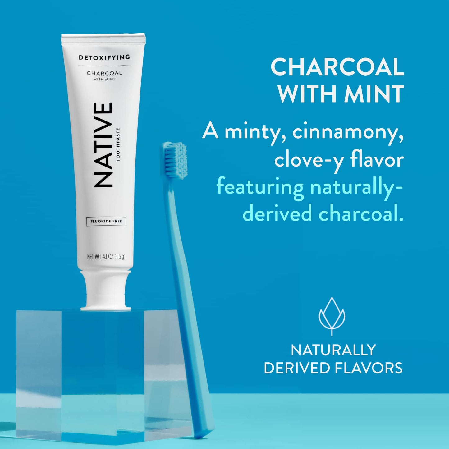 Native Toothpaste Made from Naturally-Derived Cleaners and Simple Ingredients that Safely Whitens Teeth, 4.1 oz, Charcoal Fluoride Free - 1 Count