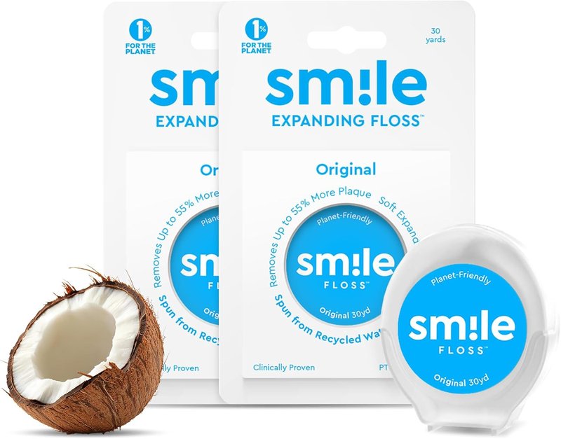 Smile Expanding Dental Floss - Premium Plant-Based Wax, Soft on Teeth & Gums | Coconut & Citrus Scent (2-Pack, 30 Yards Each)