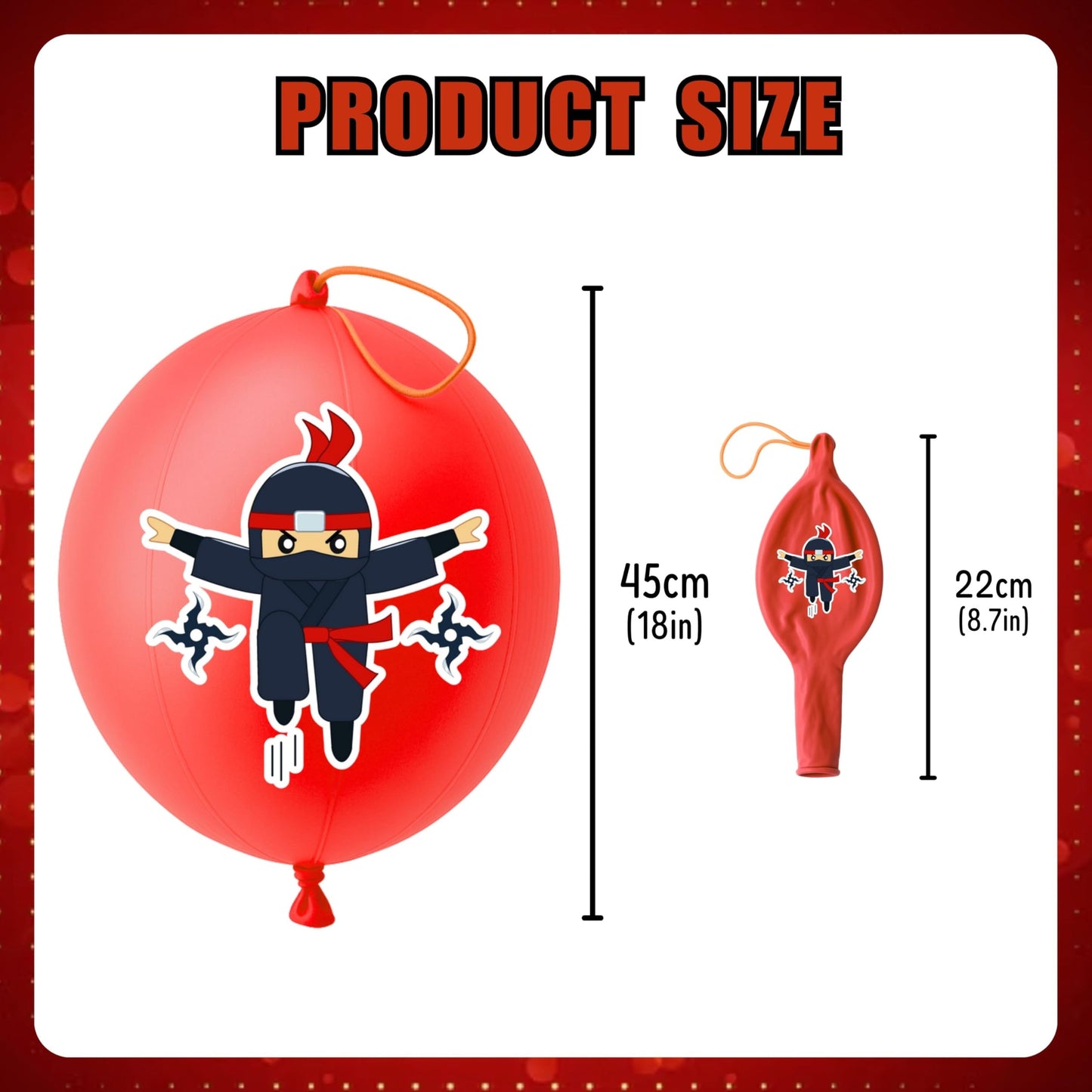 72 PCS Ninja Party Favors – 48 Pre-Cut Temporary Tattoos & 24 Ninja Punch Balloons Themed Birthday Party Decorations Supplies Favors Gifts, Goodie Bag Fillers, Classroom Rewards
