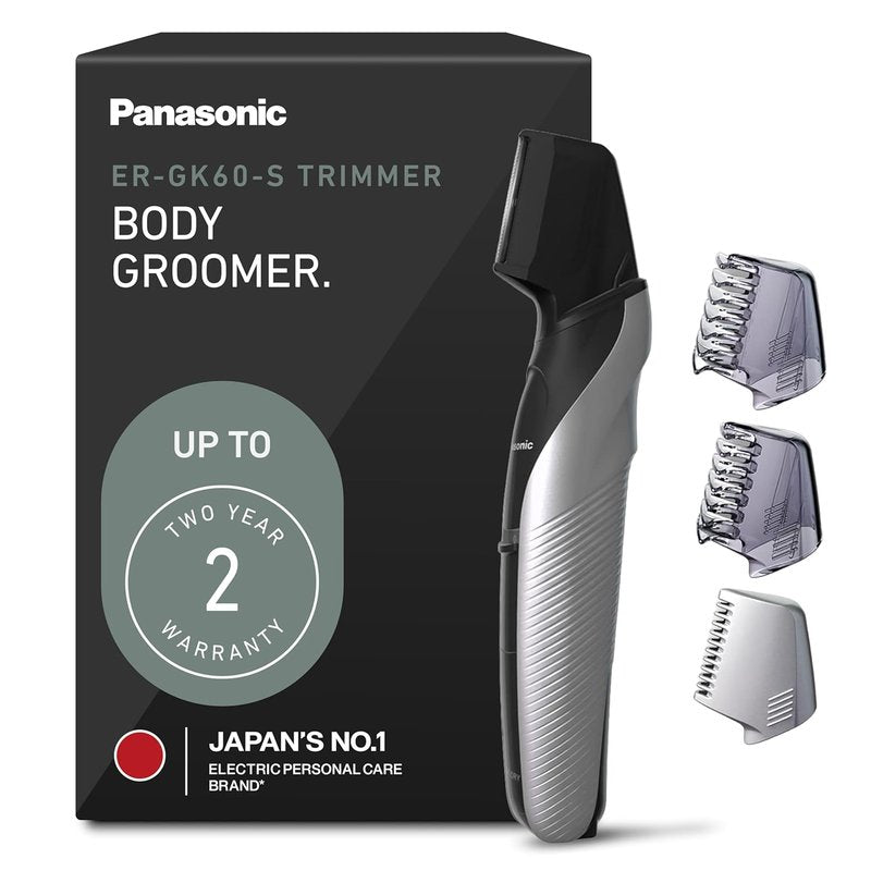 Panasonic Electric Body Trimmer for Men - Cordless Washable Groomer with 3 Attachments | Black ER-GK60-S