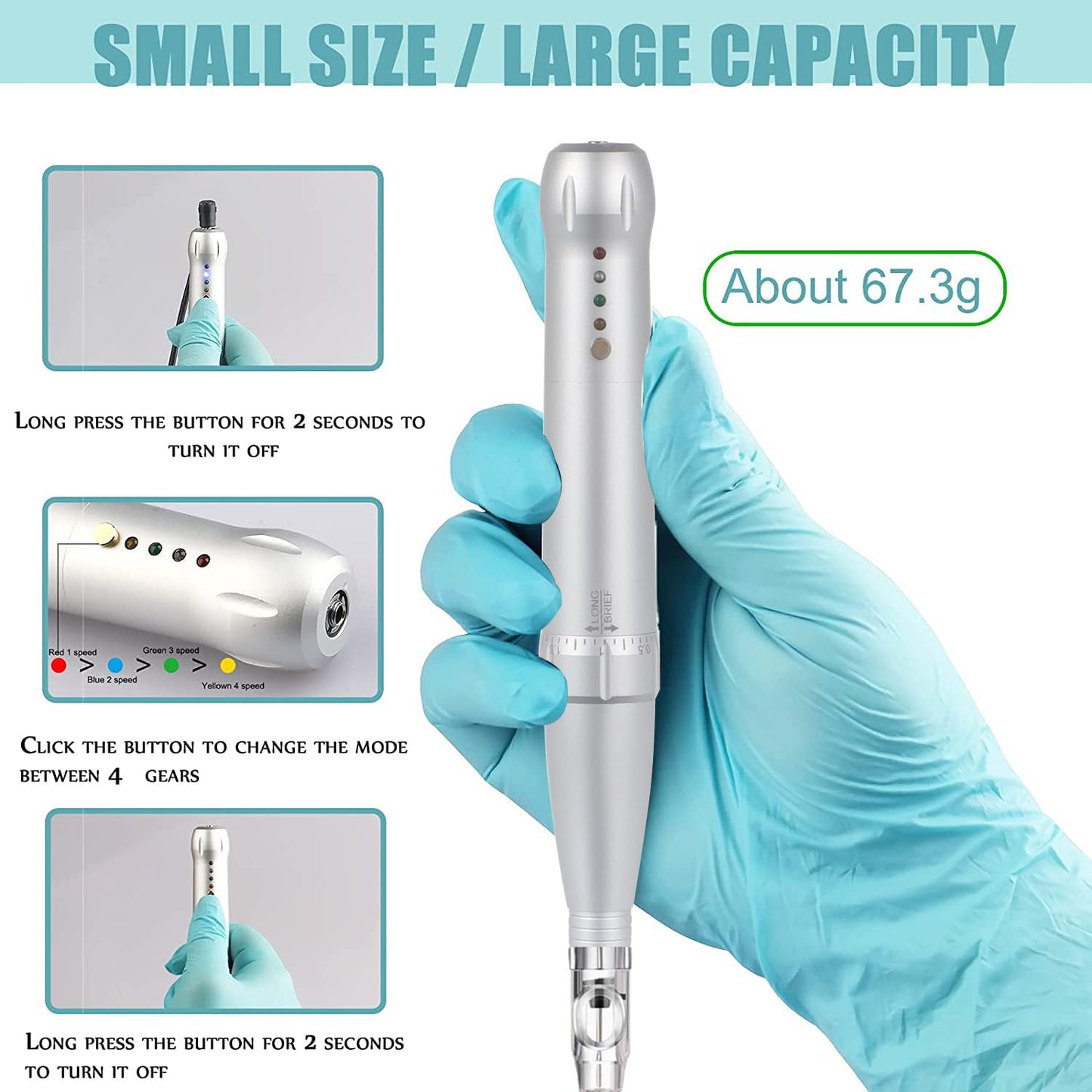 Permanent Eyebrow Makeup Corded Tattoo Pen Kit for Eyebrow Lip Eyeliner Eyebrow Makeup Wired Tattoo Machine With 15 pcs Cartridge Needles Microblading Supply Ombre Powder Brows(Permanent Kit) (Snow)