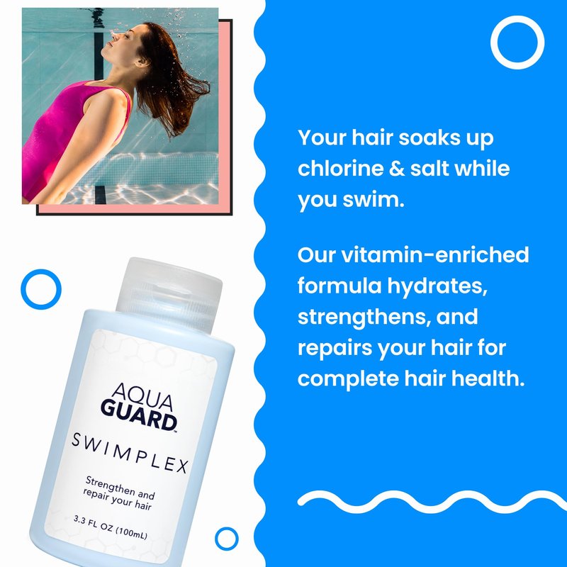 AQUA GUARD SwimPlex Hair Mask | Reverses Damage Caused by Chemicals and Minerals in Water | Made in California | Paraben, Phthalate, and Gluten-Free | 3.3 oz (1 Pack)
