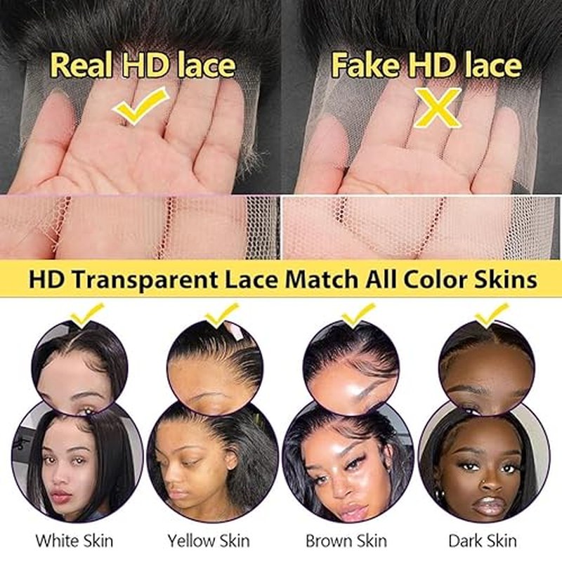 Anderah 28 Inch 13x6 Body Wave Lace Front Wigs Human Hair 13x6 HD Lace Glueless Human Hair Wig Pre Plucked Natural Hairline Brazilian Human Virgin Hair Long Black Body Wave Wig for Women 180% Density