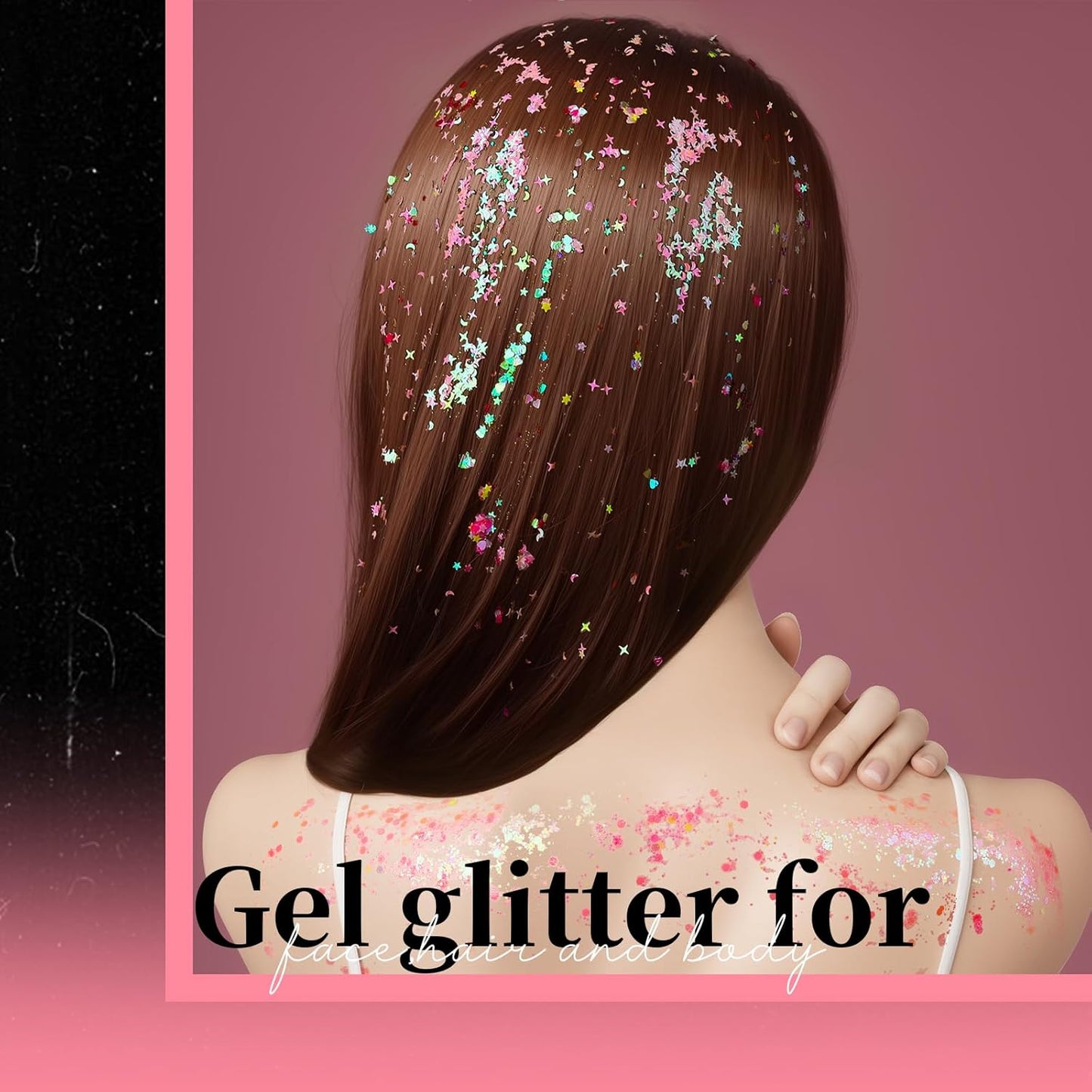 Teenitor Face Glitter Body Glitter, Clear White Body Glitter Gel, Hair Glitter Gel, 6 Shapes Rave Glitter, Mermaid Sequins Makeup Glitters Face Paint, Chunky Sparkling Glitter Gel for Women