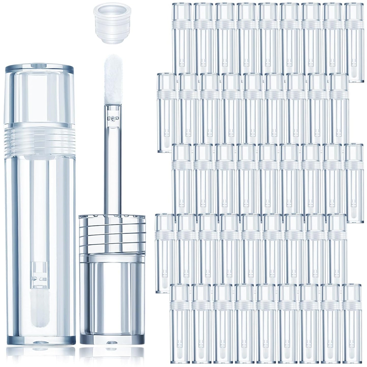 Empty Lip Gloss Tubes - 100 Pcs Clear Refillable Lipstick Containers with Wands & Rubber Stoppers | 2.5 ml for DIY Makeup Gifts