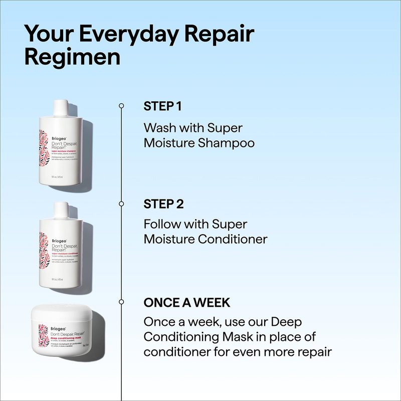 Briogeo Don't Despair, Repair! Deep Conditioning Mask | Protein + Moisture Balance Conditioner for Dry, Damaged, Color-Treated Strands | Vegan & Cruelty-Free | 8 oz