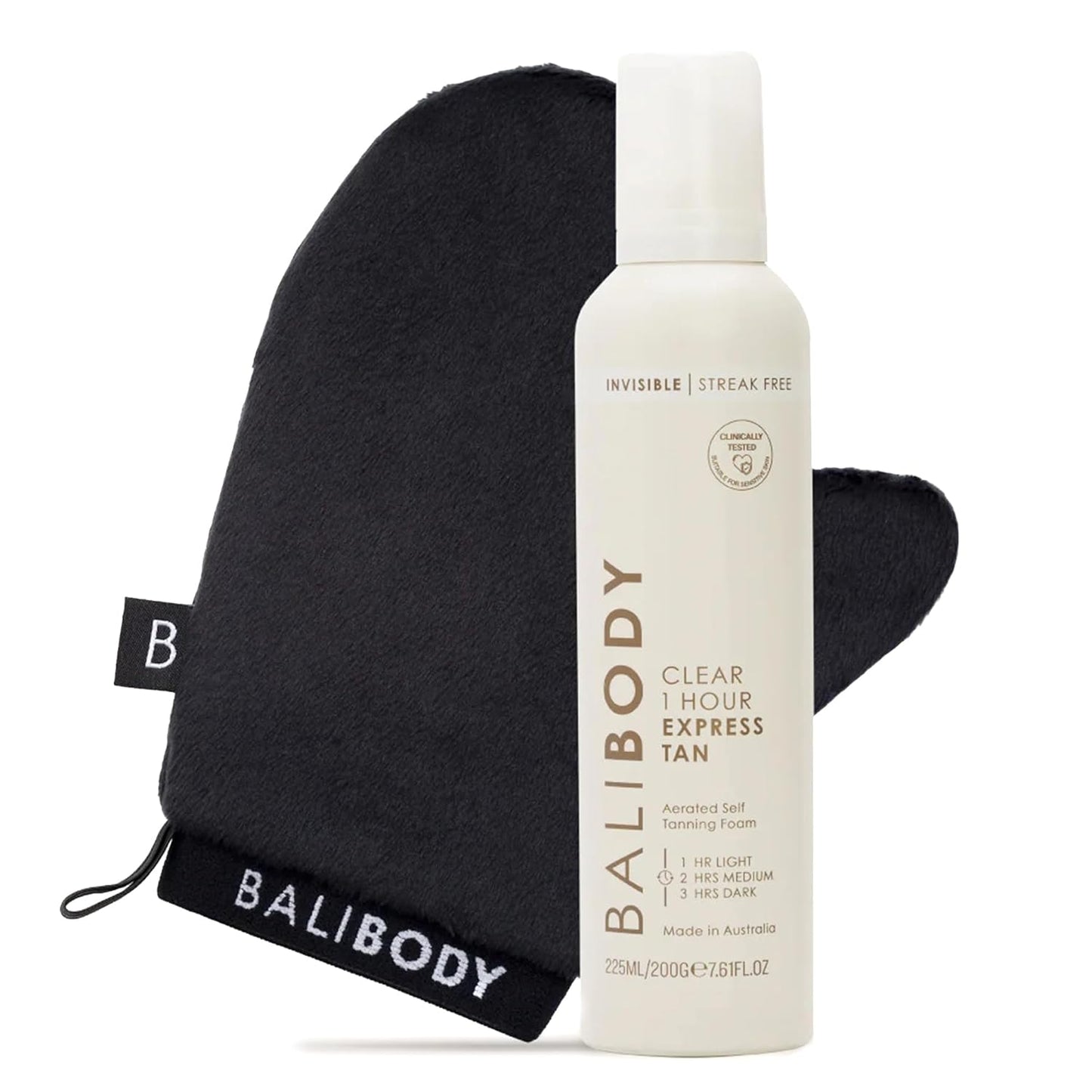 BALI BODY Clear 1 Hour Express Self Tanner - Fast Acting Natural Bronze Tan | Streak-Free Application with Luxe Mitt