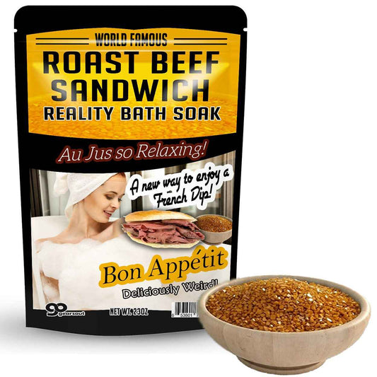 Amber Bath Salts - Luxury Roast Beef Sandwich Bath Soak - Funny Spa Gifts for Men & Women - Sea Salts - Au Jus French Dip