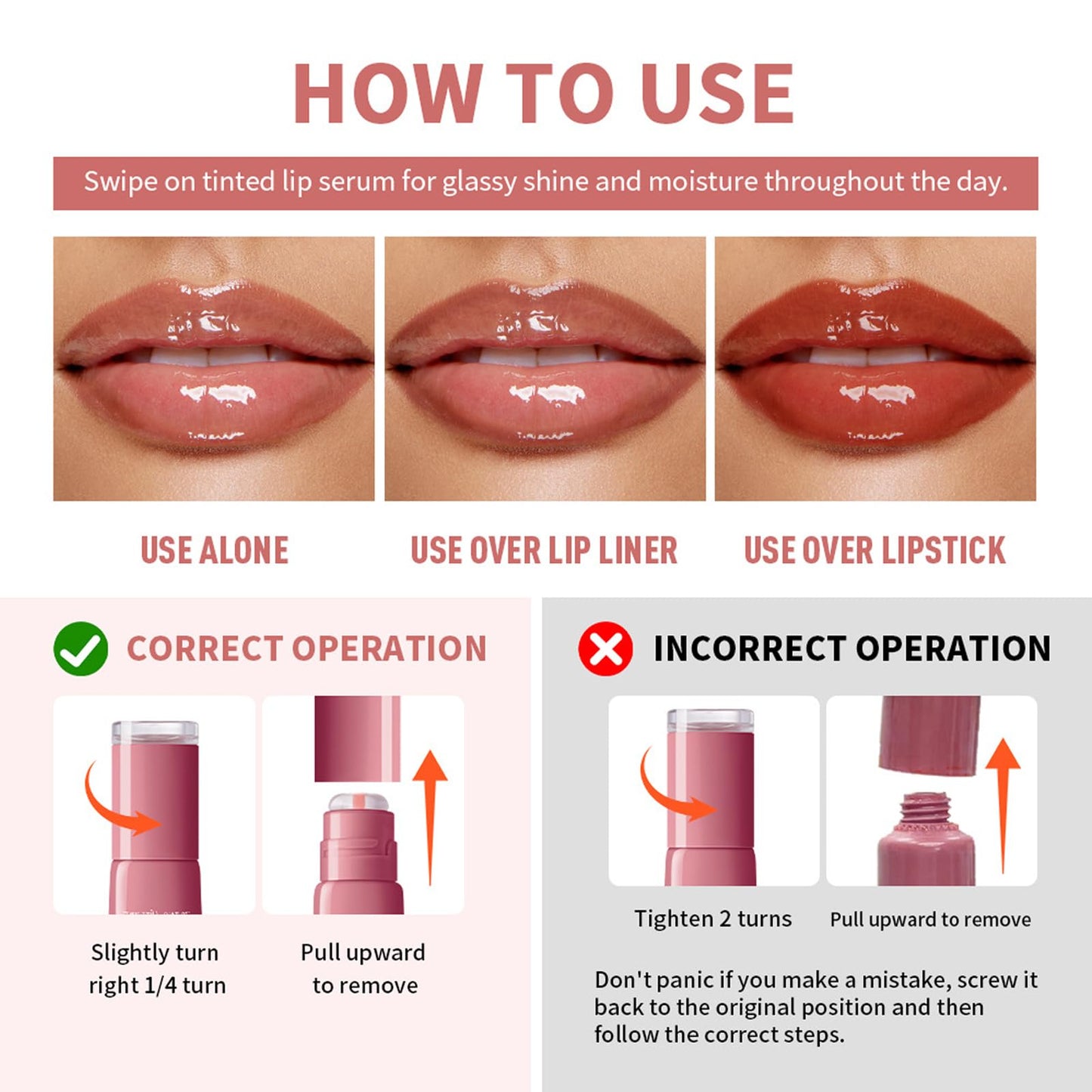 TEEROVA Tinted Lip Serum, High Shine Hydrating Lip Serum with Pluming Polypeptides, Glossy Finish (#5 Cool Pink)