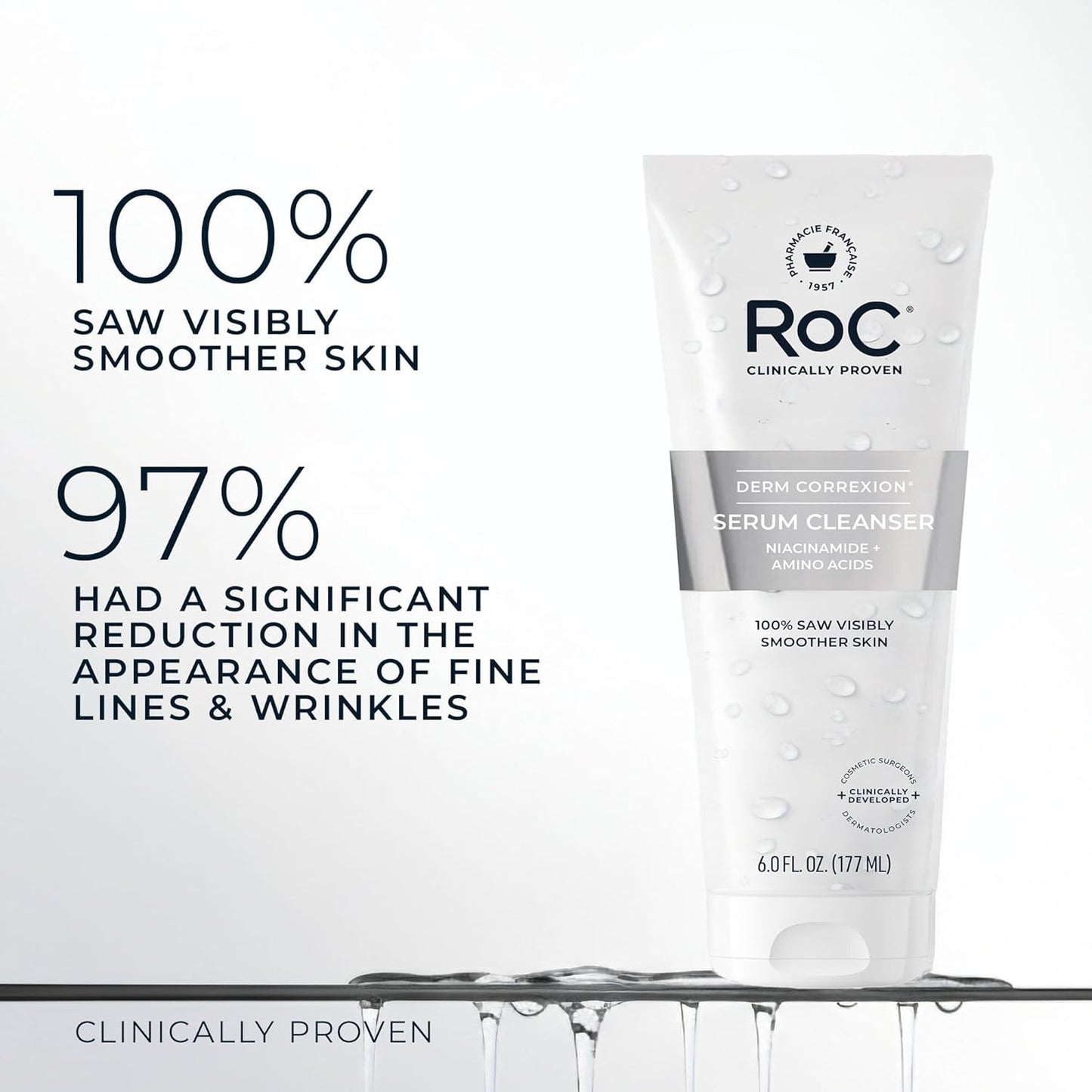 RoC Retinol Correxion Deep Wrinkle Serum - Anti-Aging Facial Cleanser with Niacinamide, 6 oz