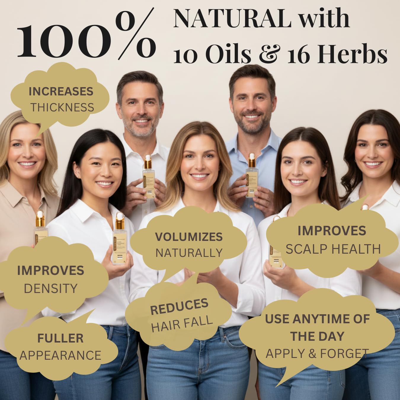 Revatology Hair Thickening Serum for Women and Men, Lightweight non-greasy Leave In for Thinning Hair and Scalp Care, 30 Cold Pressed Botanicals with Rosemary and Biotin, Chemical Free (Made in USA)