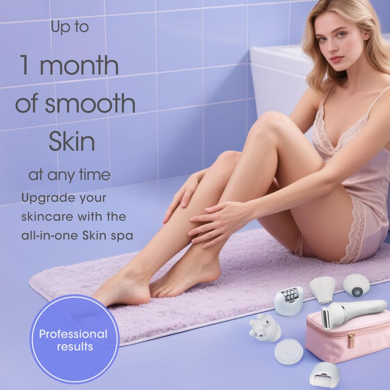Qreeyx Epilator for Women, 7 in 1 Epilator Hair Removal for Women, Shaver, Bikini, Face Razor, Facial Brush, Face Massage and Body Exfoliator, Waterproof Painless Lady Shaver (White 227)