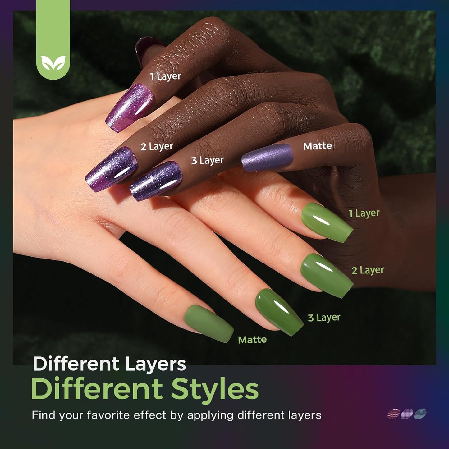 Morovan Dark Nail Polish Set - Glitter Green, Dark Red, Black, Hot Pink & Brown | Quick-Dry Nail Art Kit for Holiday Manicure