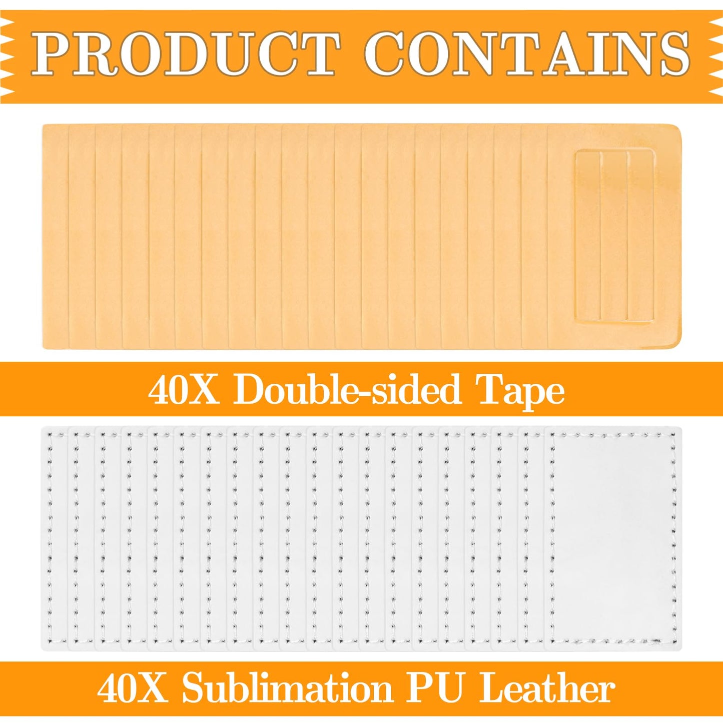 ZhouBoat 40 Pack Thin Hair Claw Clips Cover Sublimation Square Claw Clips Cover Blanks 1.8 inch PU Leather for Thin Hair Including 40 Pcs Strong Double-sided Adhesive, NO Clip Included
