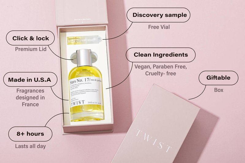 Twist - Stars No. 17 - Eau De Parfum Inspired by Burb. Her, Long-Lasting Perfume For Women, Strawberry & Vanilla, Vegan, Clean Ingredients, Fragrance - Spray 100 ml | 3.4 fl. oz.