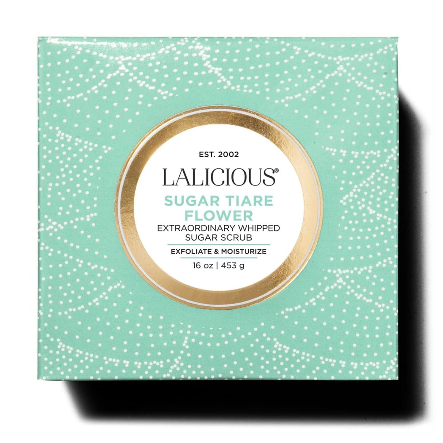 LALICIOUS Sugar Tiare Flower Exfoliating Body Scrub, Moisturizing Whipped Exfoliator, Pre-Shave Scrub for Ingrown Hairs & Razor Bumps, Gently Buffs & Smooths Sensitive Skin | No Parabens | Large 16oz