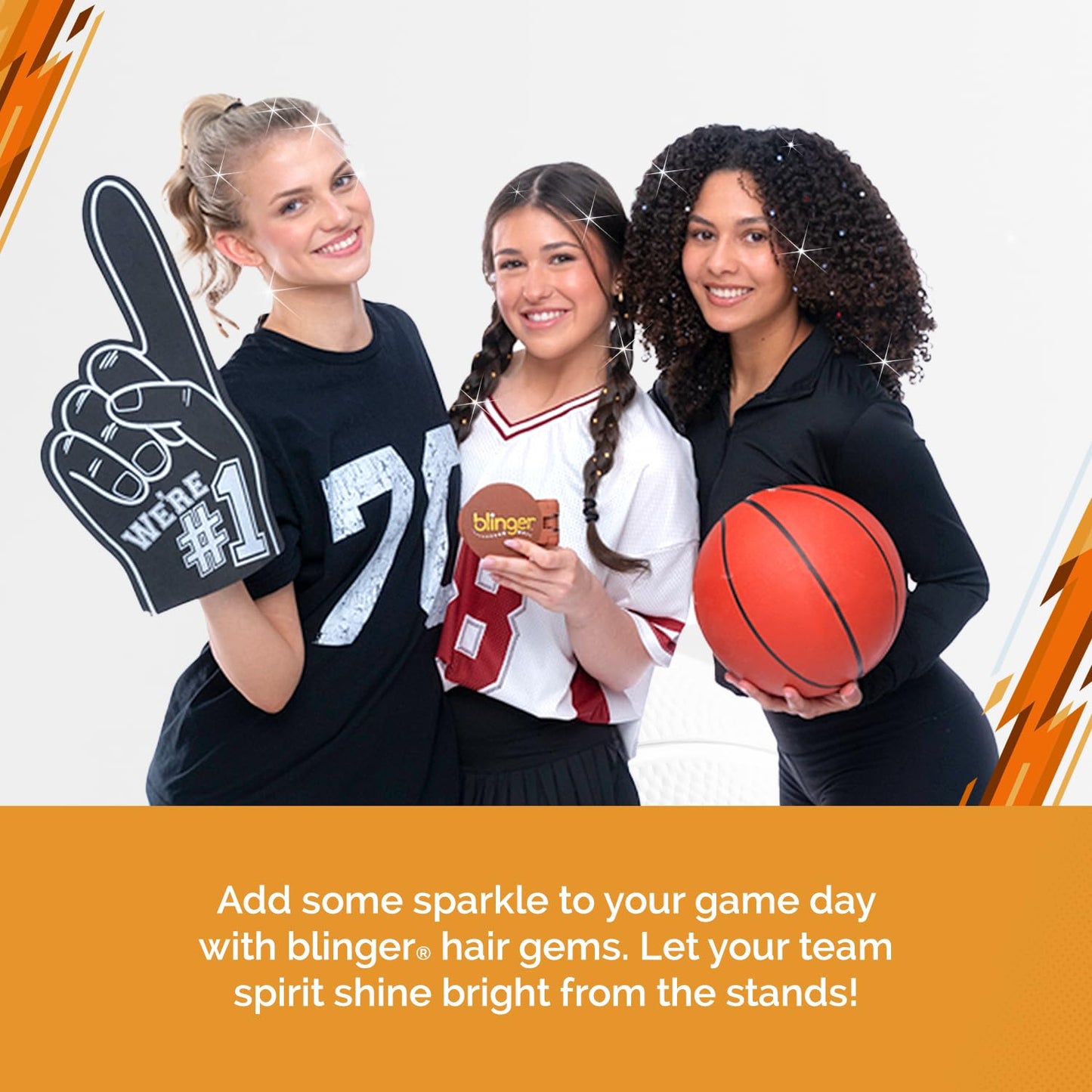 blinger® Ultimate Fan Starter Set with 45 Precision-Cut Glass Crystals – as seen on Shark Tank | Hair-Safe Bedazzler Gem Stamper for all the Sports Lovers | Fun Gift, Game Days, Sports