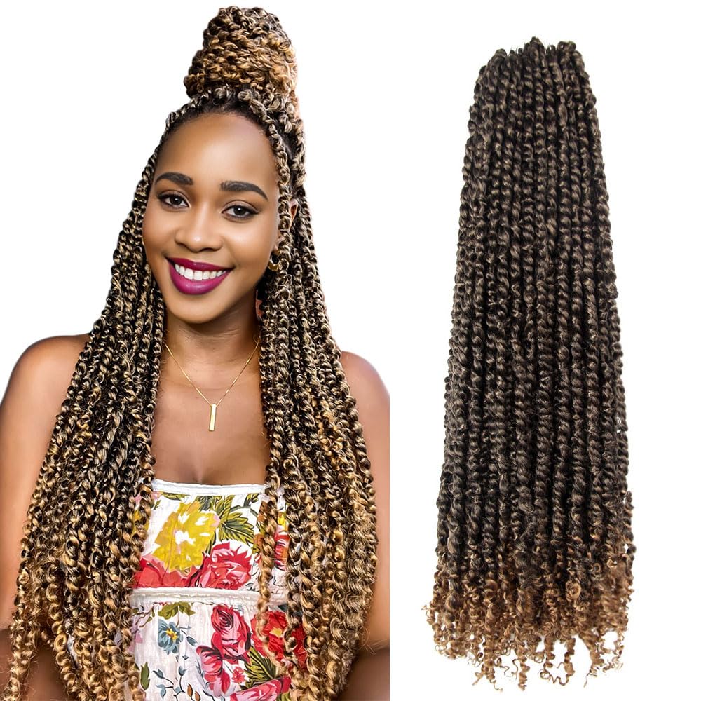 KAVSORAPI Passion Twist Hair,24 Inch Passion Twist Braiding Hair,Long Pre Looped Crochet Twist Jumbo Pre-twisted Two Strand Braids 8 Packs (1B/Natural Black)