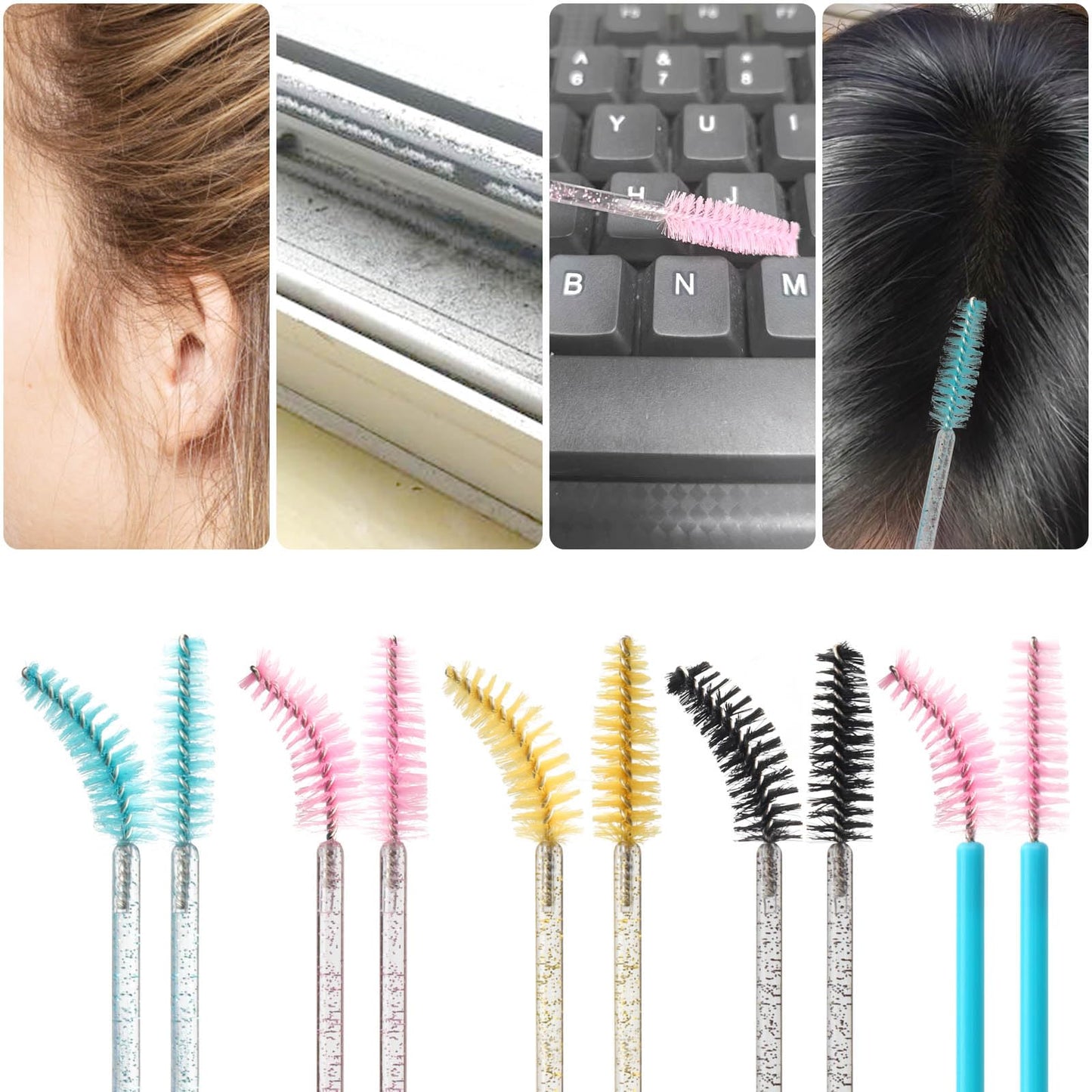 500PCS Disposable Eyelash Brushes - Upgraded Mascara Wands & Makeup Applicators Kit for Eyelash Extensions Makeup and Eyebrow Grooming(White)