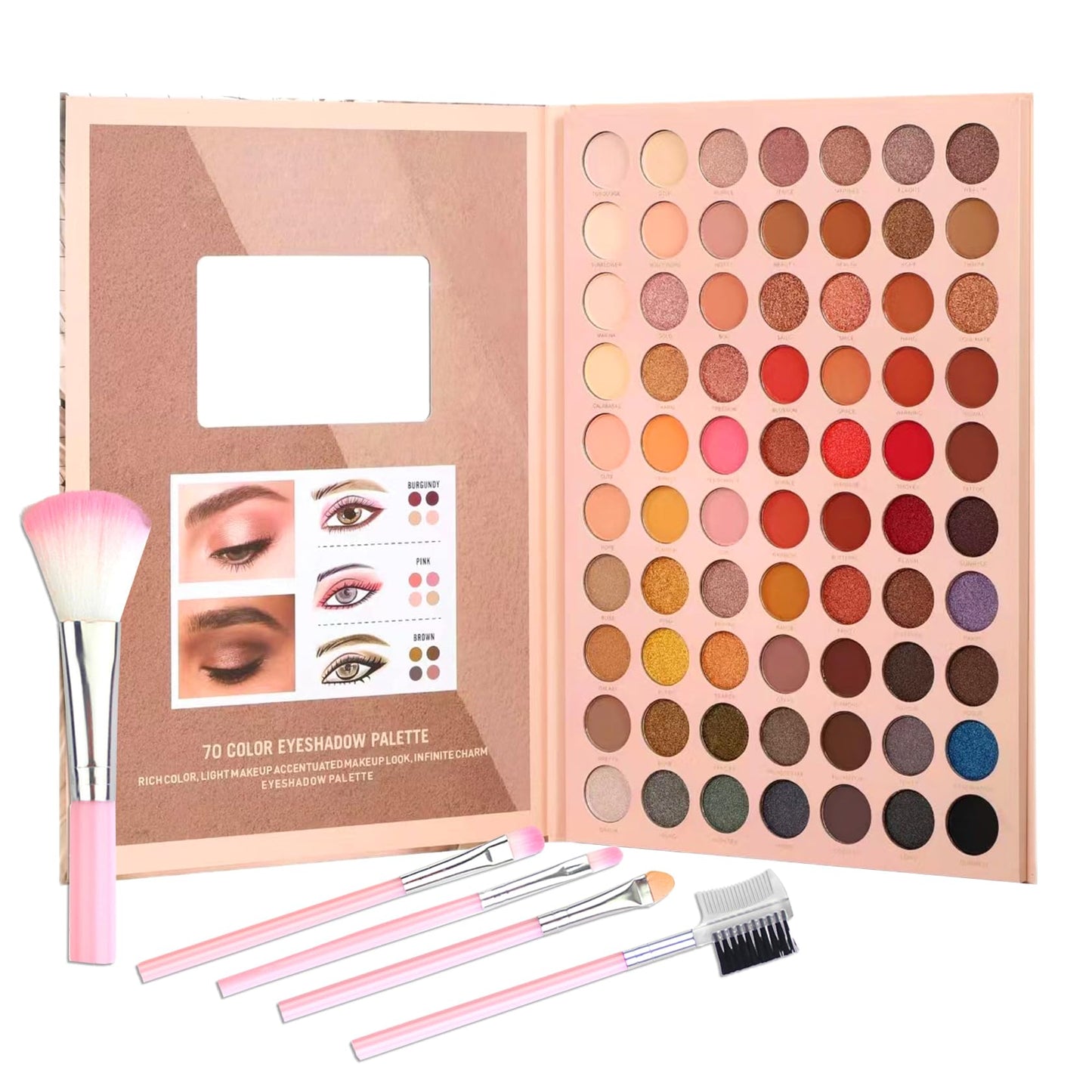 PPPanYiDi 70 Colors Eyeshadow Palette,Matte Glitter Eyeshadow Makeup Palette with Eyeshadow Brush,Highly Pigmented Colorful Shimmer Eye Shadow Palette Makeup Kit for Women A