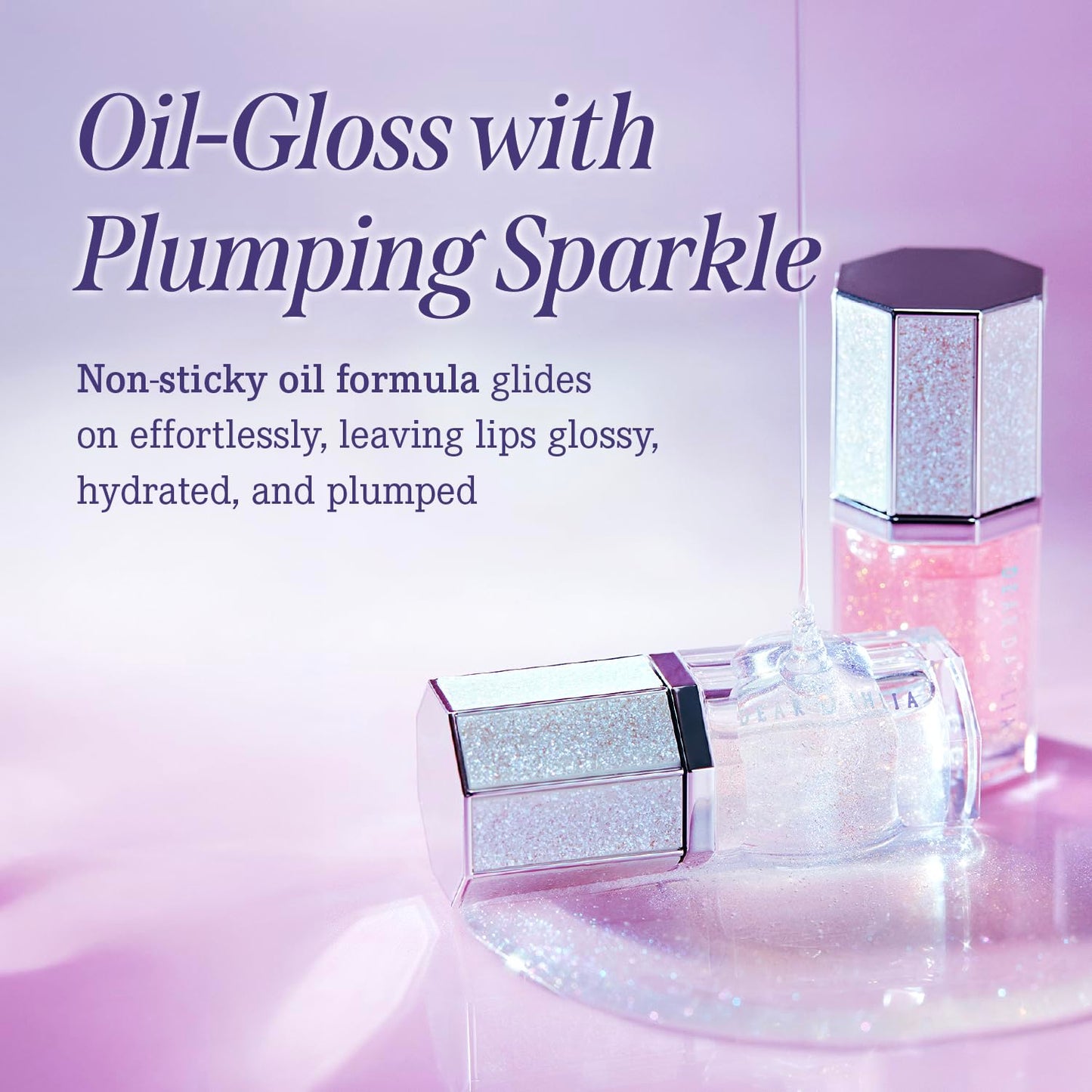 DEAR DAHLIA Paradise Sparkle Lip Glaze (Love Stone) - High-Shine Vegan Lip Gloss for Lightweight with Glitter & Shimmer Finish, Cooling Lip Plumper, Non-Sricky Oil & Hydrating Finish. 0.19 fl oz.