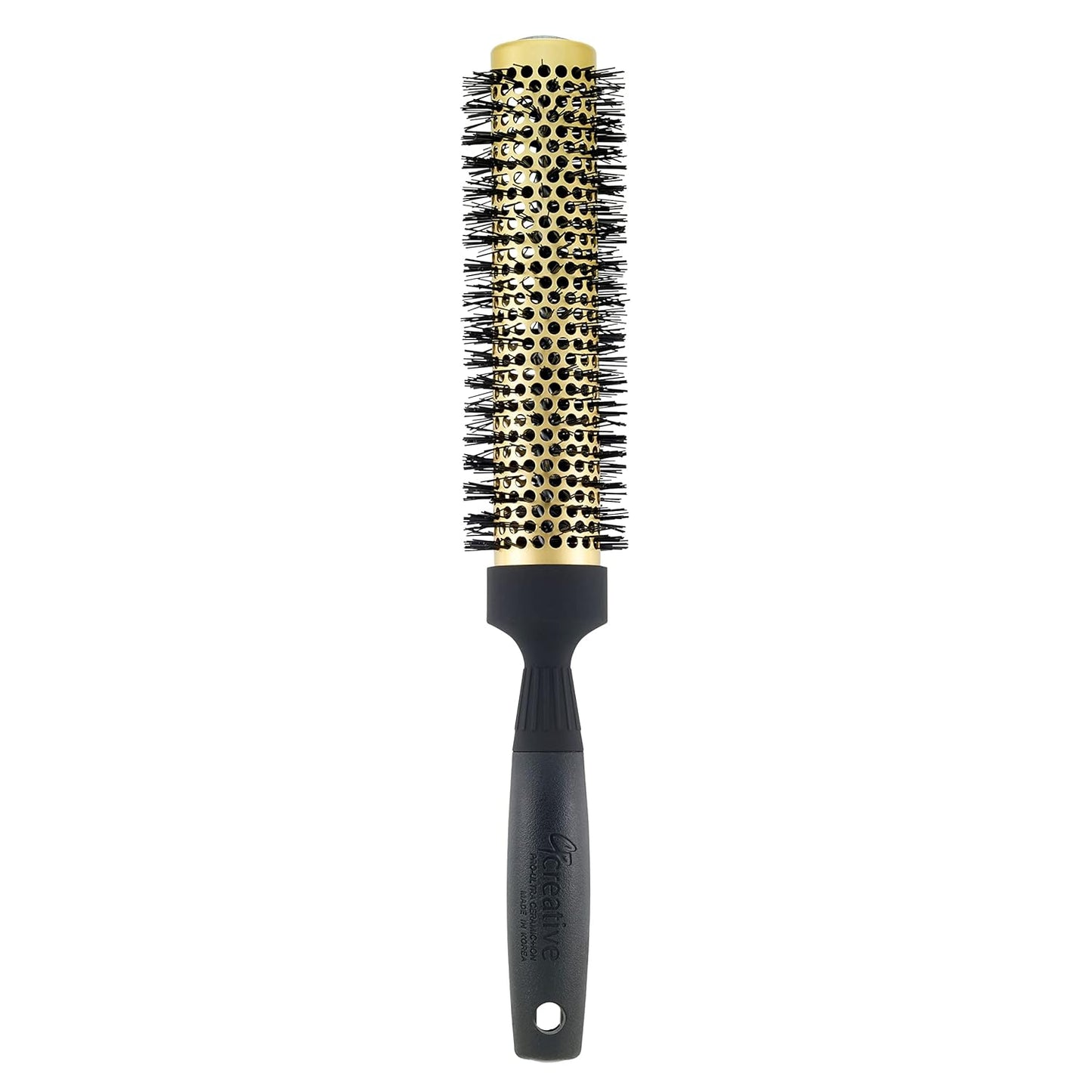Gold Nano Ceramic 7.5-Inch Long Barrel Hair Styling Brush - Ion Wavy Bristles for Effortless Waves