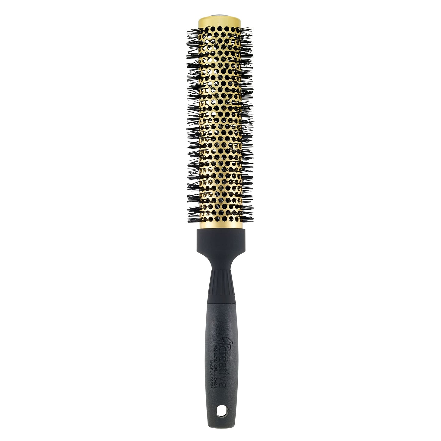 Creative Gold Nano Ceramic Hair Brush, 12.25 Inch Long Barrel, Ion Wavy Bristles, 2 Inch Round, Anti-Frizz, Styling, Volumizing, All Hair Types, 3.4 Ounces, Gold