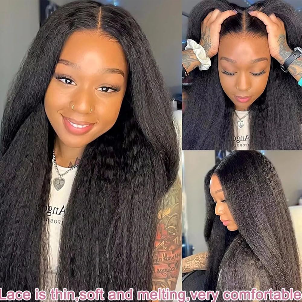 Emistar 16 Inch Body Wave 13x6 HD Lace Front Wigs Blend Human Hair 180% Density Bob Wig Pre Plucked Short Bob Wigs for Black Women Glueless Frontal Wig Synthetic Hair Natural Black Loose Wavy