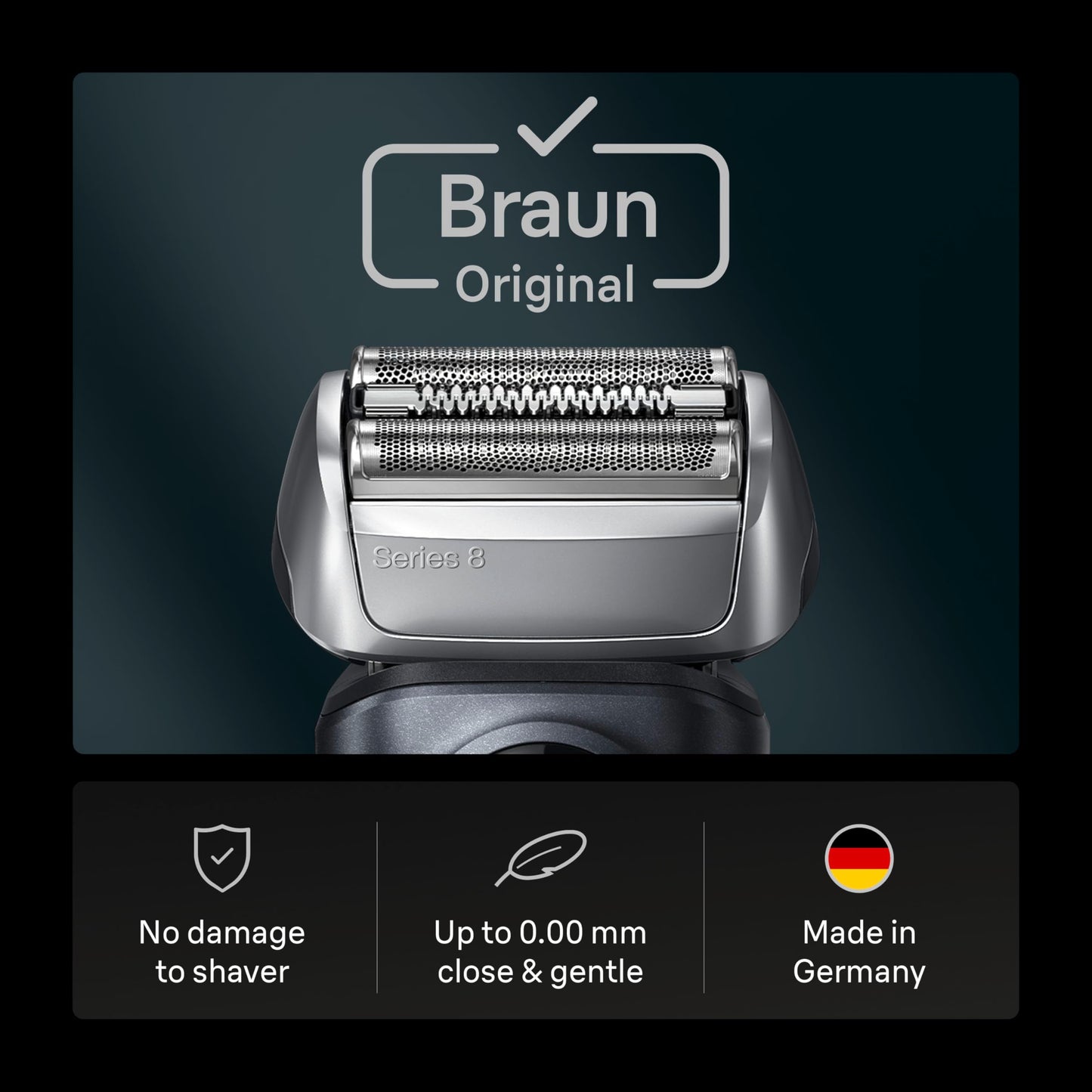 Braun Series 8 83M Electric Shaver Head Replacement Cassette, Silver