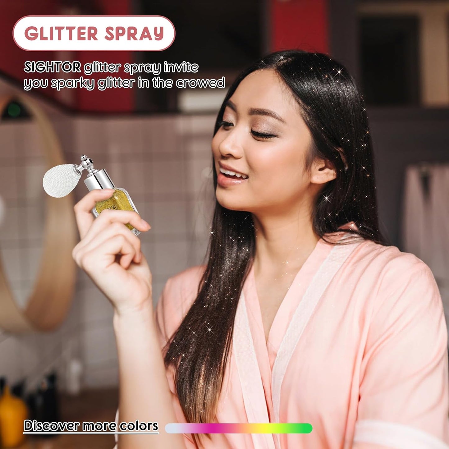 Body Glitter Spray - 30ML Shiny Highlighter for Body, Hair & Face | Sparkle Pearl Makeup in Gold
