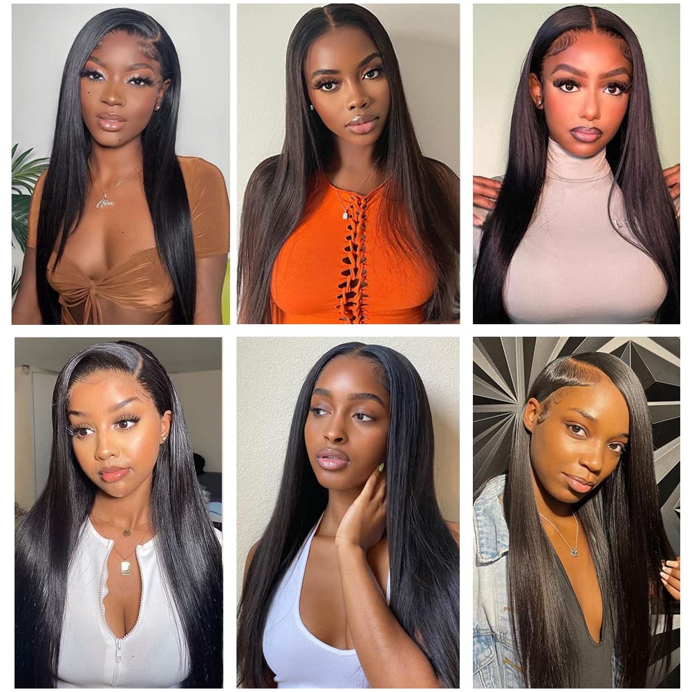 13x4 Ear to Ear Transparent HD Lace Frontal Closure 12A Unprocessed Brazilian Virgin Human Hair 16 Inch Silky Straight Full Lace Frontal Closure Pre-Plucked Natural Black Color