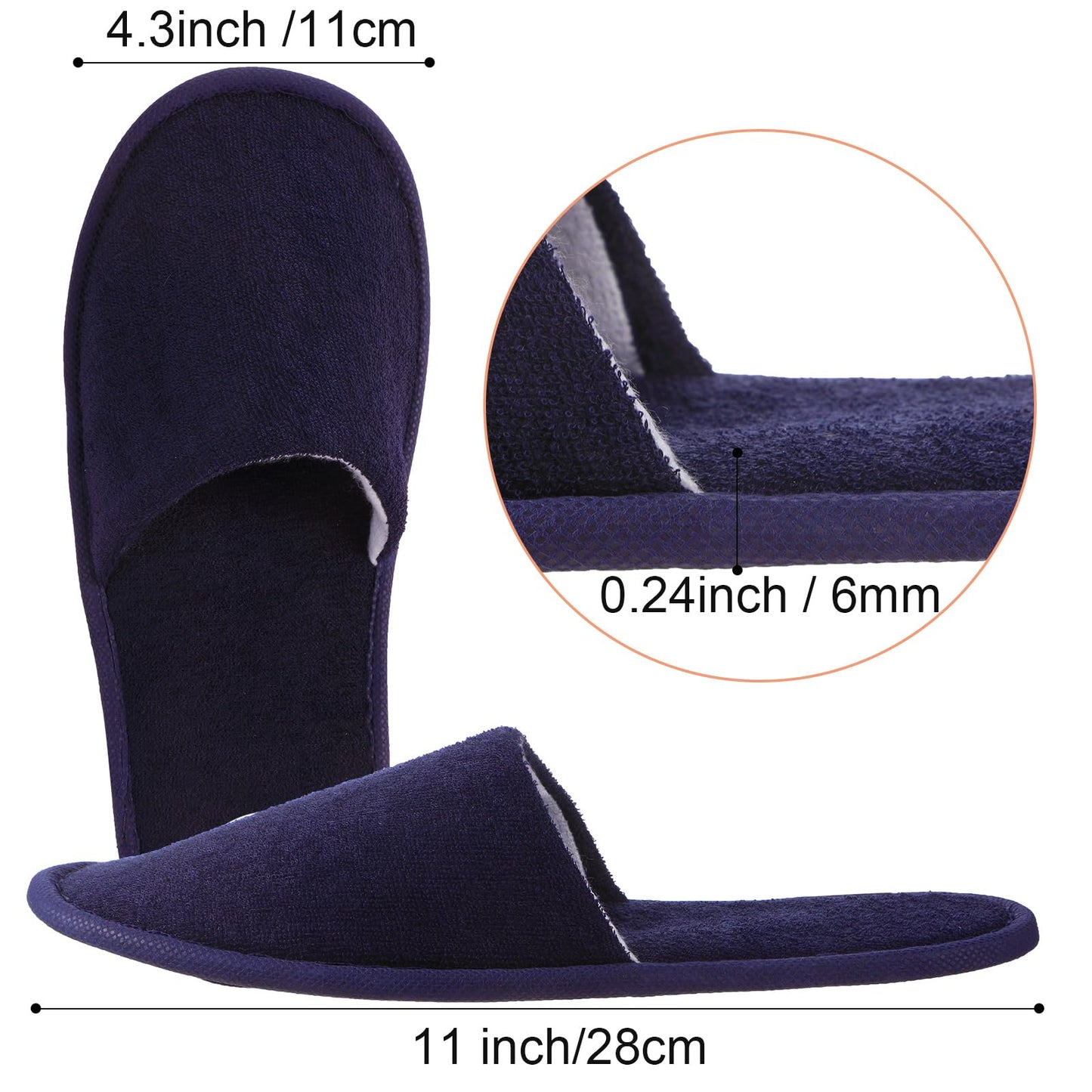 Geyoga 12 Pair Disposable House Slippers for Guests Non Slip Spa Hotel Disposable Slippers Washable Reusable for Wedding Bride Travel Shoeless Home Bathroom(Black, Brown, Navy Blue, Dark Gray,L)