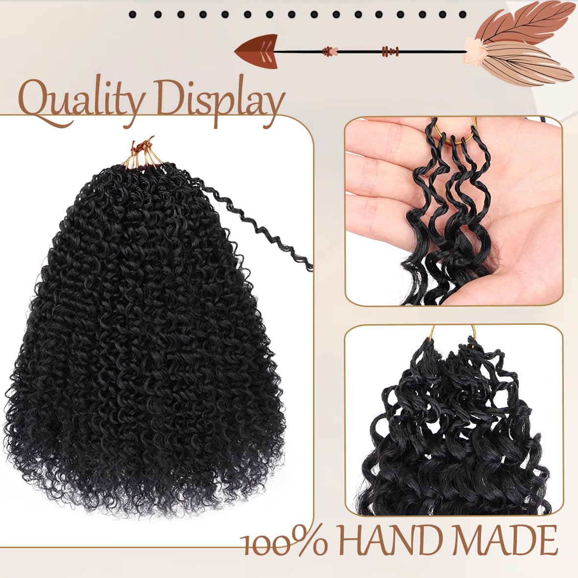 Beverlee Kinky Crochet Hair - 14 Inch Curly & Wavy Synthetic Pre-Looped Crochet Hair for Black Women - 8 Packs