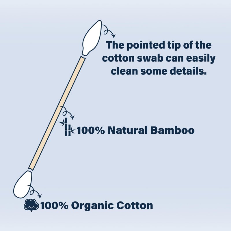 WOWOTEX Bamboo Cotton Swabs 2400 Count/4 Box, One Pointed Tip and One Rounded Tip, Biodegradable Cotton Buds with Organic Bamboo Sticks, for Ear Wax Removal, Draw the Eyeliner, Nail Polish Touch-ups