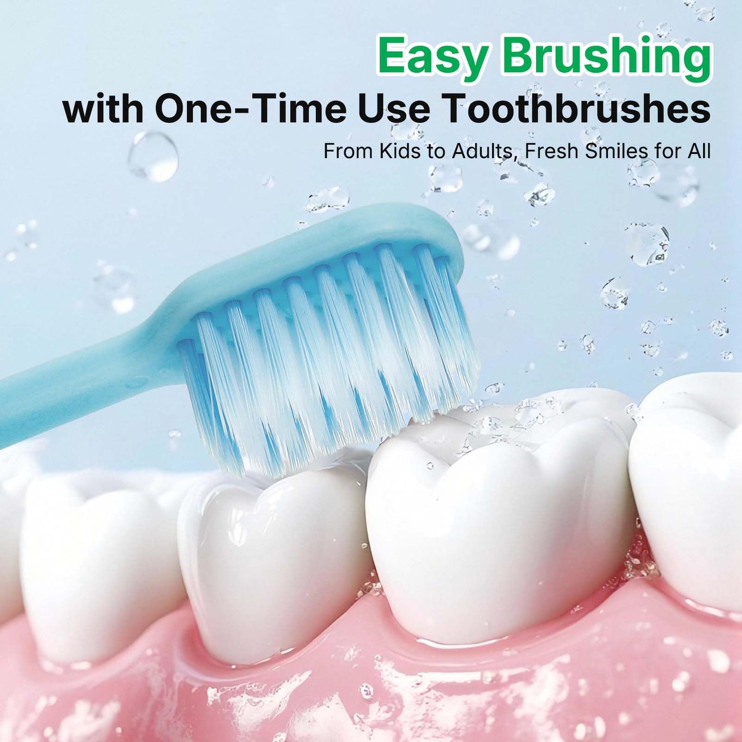 Fresings 100 Pack Disposable Toothbrushes with Toothpaste, Individually Wrapped, Soft PBT Bristles, Peanut Grip Handle, Fluoride-Free, Bulk Travel Kit for Hotel, Guests, Emergency, Adults & Kids