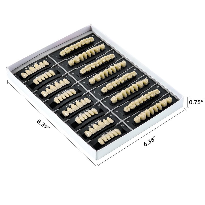 Acrylic Resin Denture Teeth Set - 112 Pcs Shade A3 | Synthetic Polymer Fake Teeth for Halloween & DIY