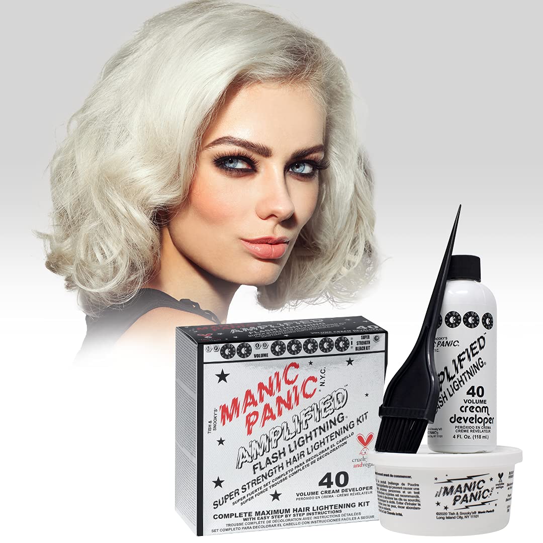 MANIC PANIC Flash Lightning Bleach Kit - 40 Volume Developer & Powder | Lifts Dark Hair Up to 7 Levels, Vegan & Cruelty-Free (2 Pack)