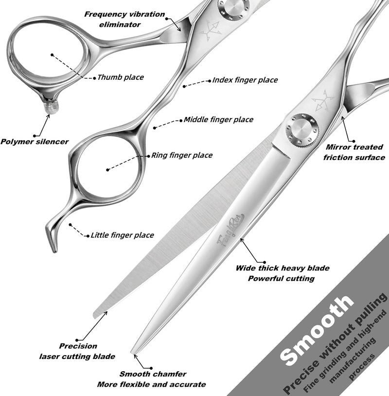 Professional Barber Hair Cutting Scissors - 6.5 Inch Stainless Steel Shears for Hairdressers & Home Use