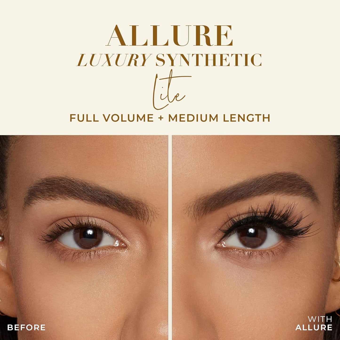 Lilly Lashes Luxury Synthetic False Eyelashes - 16mm Cat Eye Look, Natural Volume & Flare, Reusable 15x
