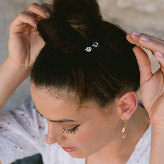 L. Erickson Little Gem Bobby Pin Pair - Crystal/Silver