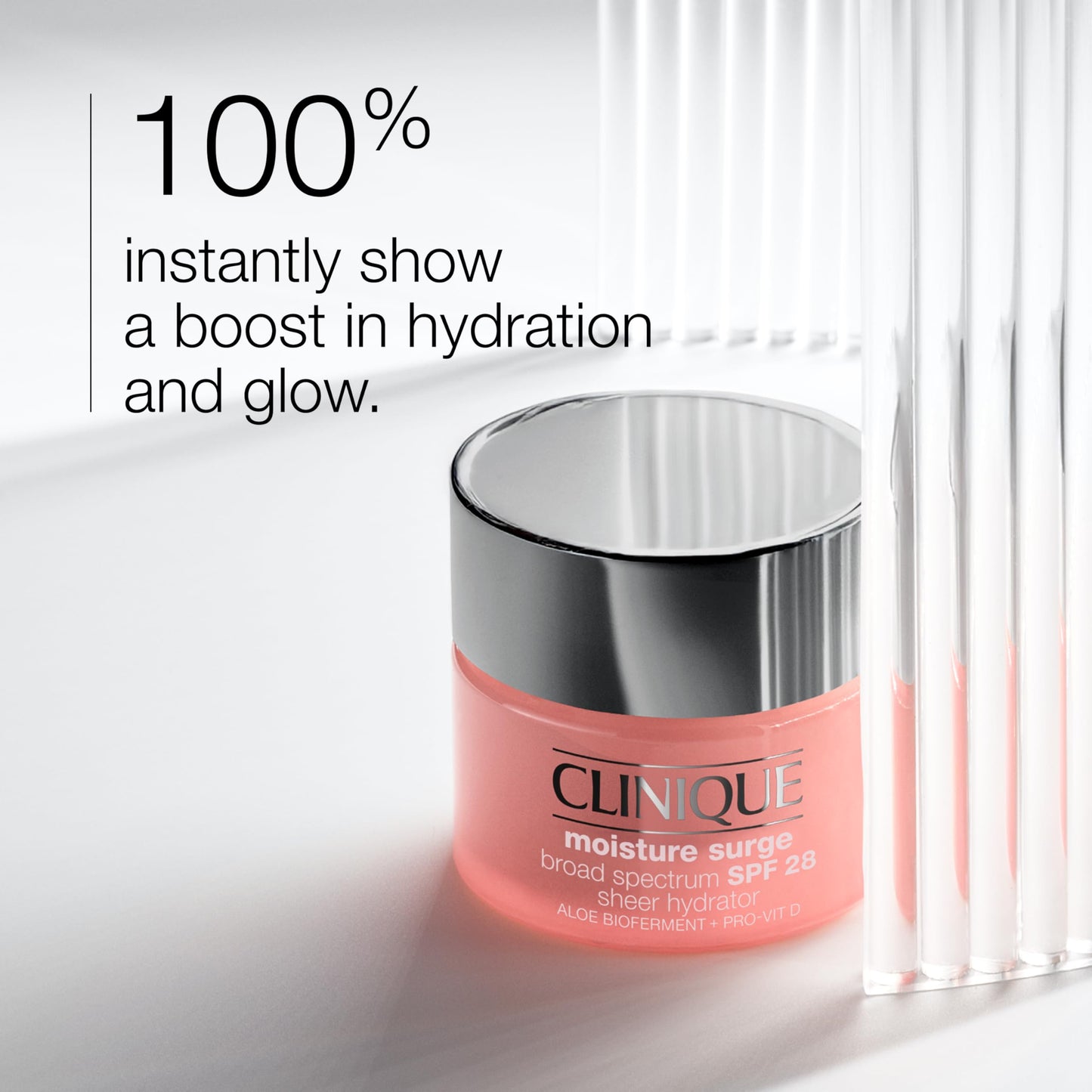 Clinique Moisture Surge Broad Spectrum SPF 28 Sheer Hydrator Face Moisturizer With SPF, Hyaluronic Acid, Aloe Bioferment + Provitamin D | Hydrating + Sun Protection, 1 Fl Oz