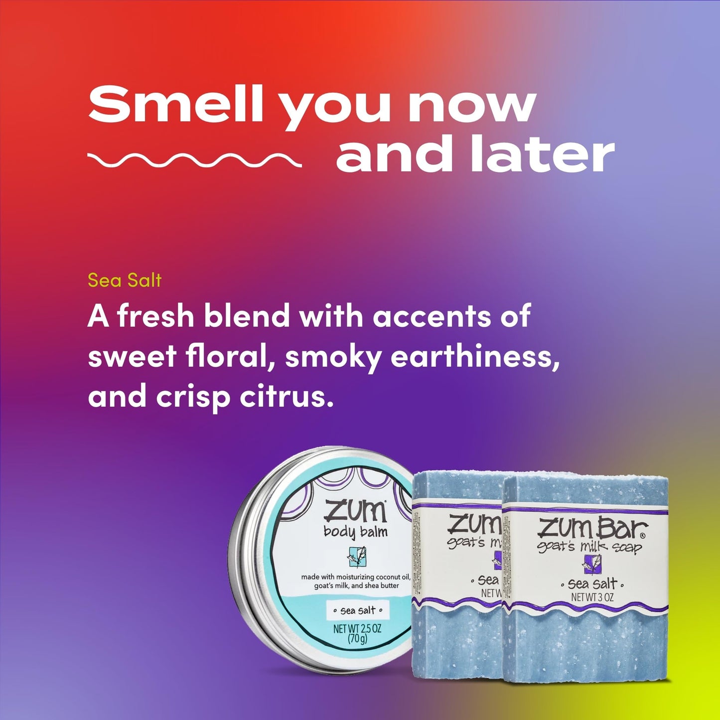 Indigo Wild Zum Bundle - Goat's Milk Soap Bars & Zum Rub Moisturizer - Sea Salt Scent - 2 Bars (3 oz) & 1 Rub (2.5 oz)