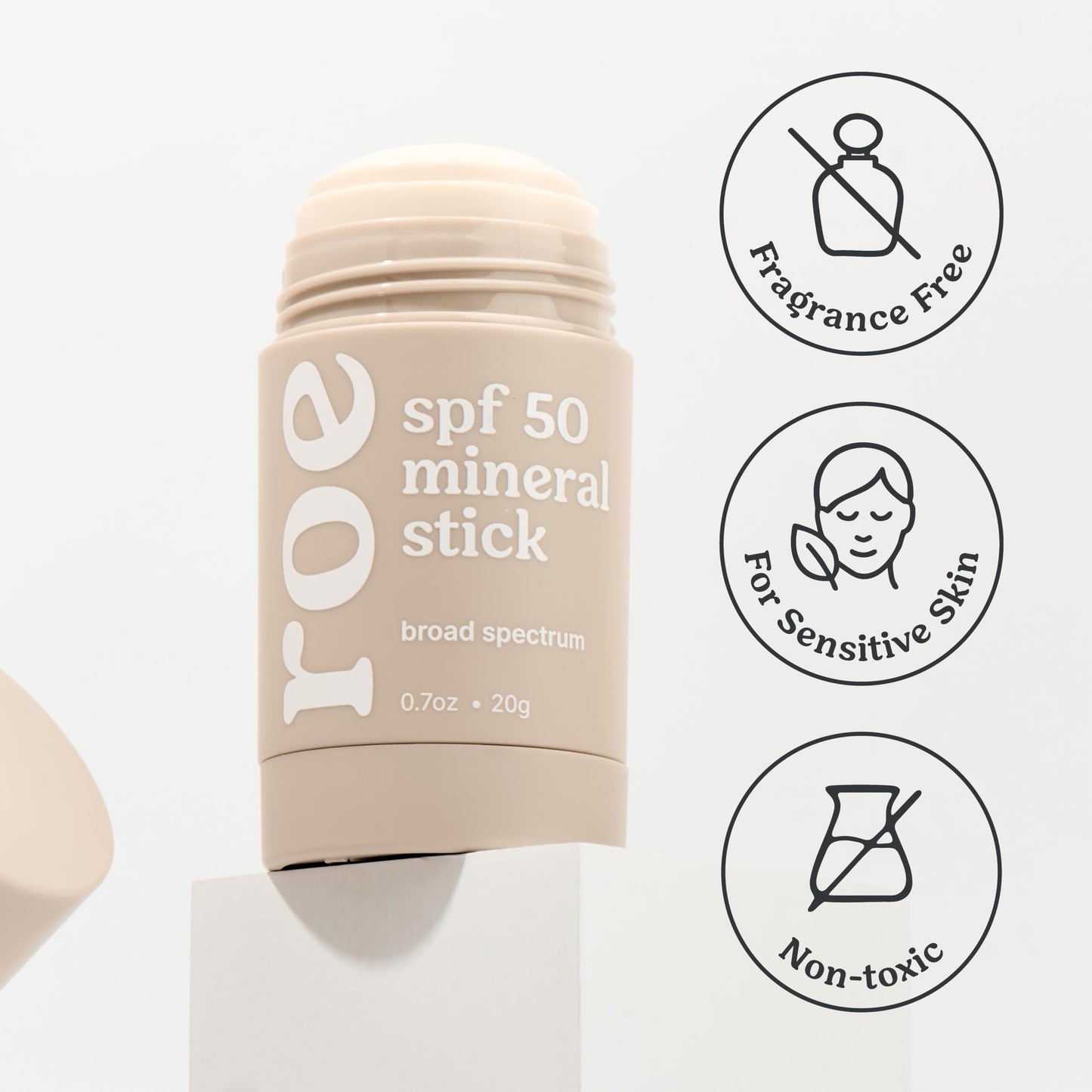 Roe Wellness- Mineral Sunscreen Stick SPF 50 Reef Safe Roll-On Clean Ingredients Zinc Oxide Sun Protection | Face & Body UVA & UVB | Great For Kids, Toddlers, Newborns & Adults