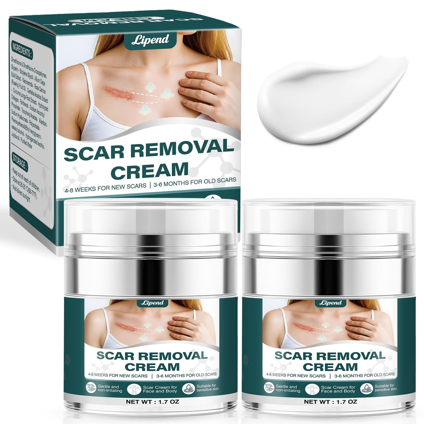 Scar Cream Gel Silicone Removal for Surgical Scars Burn Old Scars Acne Face Stretch Marks Hypertrophic Keloid wait Silicone Gel For Scars Topical Remover 2Pack 1.7 Oz